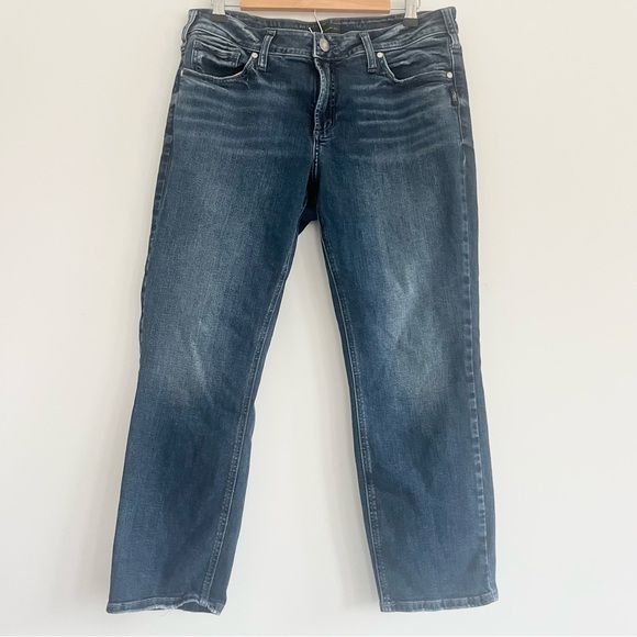 Silver Jeans Co. Elyse Straight Crop Western Glove Works Womens 32/27 - Picture 2 of 8